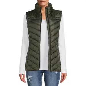 NWT Big Chill Women's Chevron Quilted Puffer Vest- Color Olive S